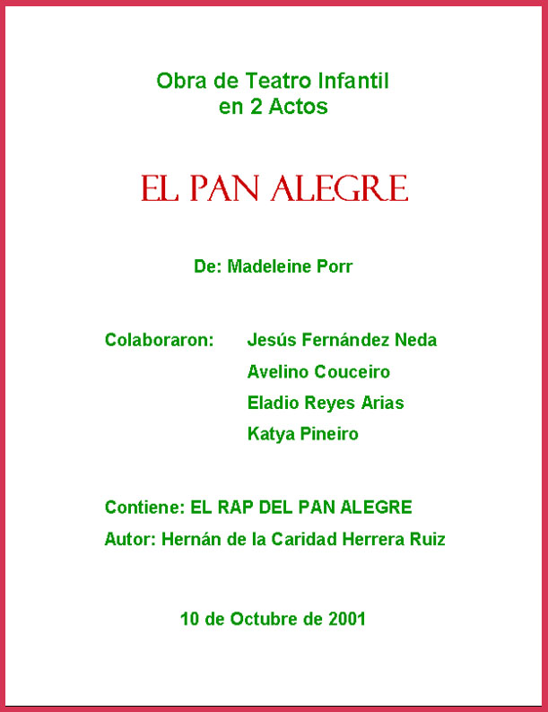 Obra de teatro infantil "El Pan Alegre"